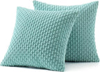 MIULEE Pack of 2 Decorative Throw Pillow Covers 18x18 Inch Soft Boho Striped Textured Corduroy Pillow Covers Modern Farmhouse Home Decor for Couch Bed Sofa Living Room Aqua Green