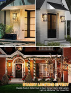 Oil Rubbed Bronze Outdoor Sconce Dusk to Dawn Exterior Light Fixtures Wall Mount Porch Light Modern Outdoor Wall Light Aluminum with Crack-Like Glass IP65 Waterproof Outside Coach Light for House
