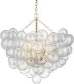 Longree Nordic Bubble Ball Swirled Glass Chandelier, Dia 36 inch Gild Gold and Clear Blown Glass Large Pendant Light Fixture for Bedroom Study Restaurant Entry Room