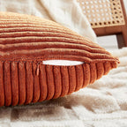 Fancy Homi 2 Packs Burnt Orange Samll Fall Decorative Throw Pillow Covers 14x14 Inch with for Couch Bed Sofa, Farmhouse Boho Home Decor, Soft Corss Patchwork Corduroy Square Cushion Case 35x35 cm