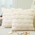 GEEORY Fall Pumpkin Throw Pillow Covers 20x20 Inch Set of 2, Autumn Soft Plush Faux Fur Wool Decorative Farmhouse Holiday Cushion Case for Home Decoration (Beige) GC002-20