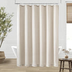 90 Inch Shower Curtain Linen Neutral Earth Tone Extra Long Shower Curtain for Bathroom Bath Drapes Boho Vintage Country Style Rustic Cloth Drapes Bathroom Decor, Greyish Beige Tan, 72x90