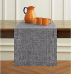 Solino Home Linen Table Runner 60 Inches - 100% Pure Linen Chambray Black Hemstitch Table Runner 14 x 60 Inch Ideal for Dresser and Coffee Tables - Fall, Halloween, Thanksgiving, Christmas - Milan