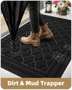 Color&Geometry Large Front Door Mat Outside Entrance, Heavy Duty Non Slip Low Profile Doormat for Entryway, Trap Dirt and Moisture Welcome Mats All-Weather, Easy Clean, Patio, Garage, 36"x60" Black