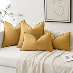 MIULEE Pack of 2 Gold Decorative Pillow Covers 26x26 Inch Soft Chenille Luxurious Couch Throw Pillows Farmhouse Cushion Covers Euro Shams with Elegant Design for Sofa Bedroom Living Room Home Decor