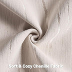 FUTEI Beige Chenille Decorative Throw Pillow Covers 22x22 Inch Set of 2,Soft Embossed Striped Textured Cushion Case,Modern Home Decor for Couch Bed Living Room