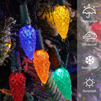 Brightever C6 Battery Operated Christmas Lights, 35FT 100LED Christmas String Lights with Timer & 8 Lighting Modes, Waterproof Strawberry Xmas Tree Light for Indoor Outdoor Decor, Multicolor, 1-Pack