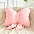 Pink Bow Pillow, Soft Bow Decorative Pillows with Faux Rabbit Fur, Cute 16" Bow Throw Pillows, Aesthetic Home Decor Bow Shaped Plush Pillow for Bedroom Sofa Couch