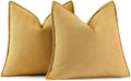 MIULEE Pack of 2 Gold Decorative Pillow Covers 26x26 Inch Soft Chenille Luxurious Couch Throw Pillows Farmhouse Cushion Covers Euro Shams with Elegant Design for Sofa Bedroom Living Room Home Decor