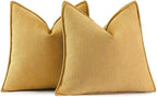MIULEE Pack of 2 Gold Decorative Pillow Covers 26x26 Inch Soft Chenille Luxurious Couch Throw Pillows Farmhouse Cushion Covers Euro Shams with Elegant Design for Sofa Bedroom Living Room Home Decor