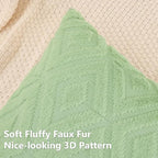 Pallene Sage Green Throw Pillow Covers 20x20 Set of 2, Soft Plush Faux Fur Decorative Couch Pillow Covers for Sofa Bed Living Room Pillow Cases with 3D Diamond Pattern