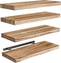 AMADA HOMEFURNISHING Floating Shelves, Paulownia Wood Wall Shelves for Bathroom/Living Room/Bedroom/Kitchen/Home Office, Wood Floating Shelf for Home Storage & Organization Set of 4 15.7" L x 5.9" W