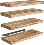 AMADA HOMEFURNISHING Floating Shelves, Paulownia Wood Wall Shelves for Bathroom/Living Room/Bedroom/Kitchen/Home Office, Wood Floating Shelf for Home Storage & Organization Set of 4 15.7" L x 5.9" W
