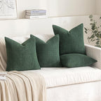 MIULEE Boho Farmhouse Throw Pillow Covers 18x18 Inch Set of 4 Soft Neutral Covers Christmas Dark Green Corduroy Couch Pillowcases Home Decor for Sofa Living Room Bed