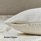 FUTEI Natural White Wood Chenille Decorative Throw Pillow Covers 26x26 Inch Set of 2,Soft Cozy Faux Linen Textured Euro Pillow Shams,Farmhouse Home Decor for Couch Living Room