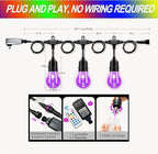 35FT Outdoor String Lights, 11 Shatterproof Edison Bulbs, Dimmable RGB Color Changing Patio Lights with Remote,Waterproof for Garden Commercial LED Decorative Lighting.