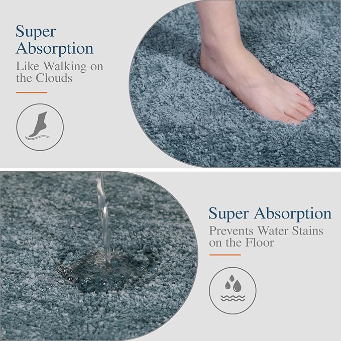 Walensee Large Bathroom Rug (24 x 36, Slate) Extra Soft and Absorbent Shaggy Bath Mat Machine Washable Microfiber Non Slip Luxury Floor Mat