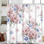 Colorful Floral Shower Curtain Watercolor Flower Modern Design Bathroom Curtain Girls Pretty Plant Decor Shower Curtain with Hooks Waterproof Polyester Fabric 36x72 Inch