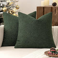 MIULEE 22x22 Christmas Decorative Euro Sham Throw Pillows for Bed Set of 2 Textured Boucle Neutral Winter Throw Pillow Covers Dark Green Accent Solid Euro Couch Pillowcase Sofa Livingroom Home Decor
