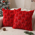 Christmas Pillow Covers 16x16 inch Set of 2 Christmas Decorations Soft Plush Faux Fur Wool Red Xmas Tree Throw Pillow Cases Winter Holiday Decor for Sofa Living Room PT002B16
