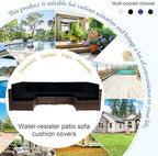 14 PCs Patio Cushion Covers for 7 PCs Outdoor Furniture Sectional Seating Sets Water Resistant Plus 2 Throw Pillows (Black, 24.8(L)*24.8(W)*3.14(T) inches)