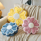 Flower Shaped Decorative Throw Pillow Cushion for Bed Couch, Cute Flower Plush Throw Pillows Home Decor Floor Pillow Seating Cushions (Grey Blue, 17.7 Inches)