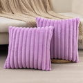 ZLINA Set of 2 Light Purple Faux Fur Decorative Throw Pillow Covers Fluffy Striped Pillowcase Cushion Covers 20 x 20 Inch Decor Sofa Couch Bedroom