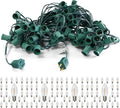 LUCKY TL 100 FT C9/E17 Christmas Light Sockets Set Spool, with 100 C9 Bulbs，Green SPT-1 Wire, 12 Inch Spacing, UL Listed