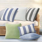 Decorative Outdoor Water Repellent Throw Pillows with Inserts, Set of 4, 20" x20" Pillows for Patio, Backyard, Bed, Couch, and Patio Furniture, Gray Stripe