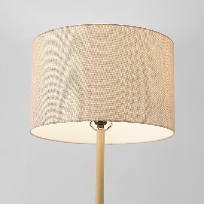 GLOBE Electric 65906 62" Floor Lamp, Light Faux Wood, Jute Shade, On/Off Rotary Switch on Socket
