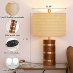 Farmhouse Table Lamp,Antique Nightstand Lamp,Rustic Wood Bedside Lamps for Bedroom Living Room Dining Table Patio Hallway Hotel,UL Listed,Bulbs Included,Set of 2