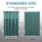 Seaweed Green No Hook Shower Curtain with Snap in Liner,230GSM Waffle Weave Shower Curtains for Bathroom,71W x 74H