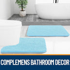 OLANLY Bathroom Rugs 44x24, Extra Soft Absorbent Chenille Bath Rugs, Rubber Backing Quick Dry, Machine Washable Bath Mats for Bathroom Floor, Tub and Shower, Home Decor Accessories, Sky Blue