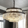 31.5" 18-Light Modern Crystal Chandelier Light Fixture Large 4-Tier Black Luxury Glam Chandeliers for Dining Room Round Hanging Pendant Lighting for Living Room Kitchen Bedroom Foyer Lobby
