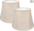 Double TOOTOO STAR Brown Lamp Shade Set of 2, Large Drum Lampshade for Floor Light and Table Lamp 10x14x10 inch, DIY Fabric Natural Linen Hand Crafted, Spider (Brown, 10 x 14 x 10.5 inch)