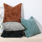 decorUhome Black Chenille Throw Pillow Covers 24x24 Set of 2 Thick Textured Slubby Couch Pillow Covers Farmhouse Accent Modern Neutral Decorative Pillow Cases for Bed Sofa Living Room