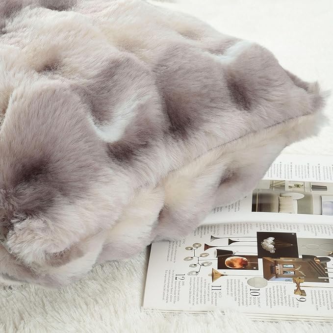 MADIZZ Pack of 2 Thick Plush Wool Throw Pillow Covers 12x20 Inch Grey Taupe Soft Neutral Decorative Throw Pillows Accent Boho Cushion Covers for Couch Sofa Bedroom Pillow Shell