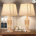 AIDENOEY Farmhouses Table Lamp with USB & USB-C Charging Ports, 3-Color Dimmable & Stepless Bottom Dimming, Touch Control & Switch, Vintage Bedside Lamp for Bedroom Living Room Office,(27.5" high)