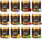 12 Pack Black Apothecary Jar Scented Candles - Natural Soy Wax with Premium Essential Oils, Lavender, Rose, Vanilla & More, 3.5oz/100g Each, Relaxing Aromatherapy Gift Set