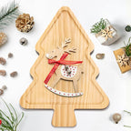 Christmas Tree Shaped Wooden Serving Tray - 12" Charcuterie Board for Cheese, Snacks, Appetizers & Desserts - Holiday Platter with Handles, Christmas Decorative Tray (12 x 8.7 x 0.6 Inches)
