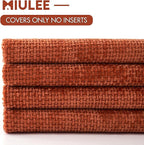 MIULEE Fall Pack of 4 Couch Throw Pillow Covers 20x20 Inch Burnt Orange Soft Decorative Chenille Pillow Covers Farmhouse Accent Cushion Covers for Boho Home Decor Sofa Bedroom Living Room