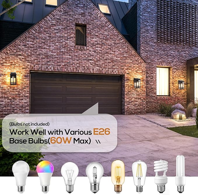 9.76'' Outdoor Wall Light Fixtures 2 Packs, Waterproof Porch Lights Lanterns, Exterior Modern Brown Wall Mount Lighting, Anti-Rust E26 Outside Scones for House Front Door Garage Patio, 2 Pack