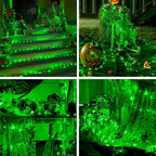 JMEXSUSS 2 Pack Green Fairy Lights Battery Operated, Total 200 LED 66ft Twinkle String Lights with Remote, 8 Modes Halloween Lights for Tree Wreath Fireplace Indoor Outdoor Xmas Halloween Decor