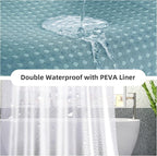 LaCyan 3 in 1 Waterproof Waffle Weave Shower Curtain and Clear Liner Set with 12 Stainless Steel Hooks Double Sided for Bathroom 72 Inches Heavy Duty Polyester Fabric Shower Curtains 72x84
