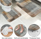 Lnond 4Pcs Bathroom Shower Curtain Sets with Rugs,Brown Gradient Painting Art Bathroom Sets with Shower Curtain and Rugs and Accessories