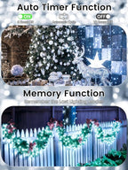 2 Pack Battery Operated Christmas Lights with Timer, 66FT 200 LED Waterproof Battery Twinkle Light, 8 Modes Green Wire Fairy Lights for Indoor & Outdoor Bedroom Tree Christmas Decorations (Cool White)