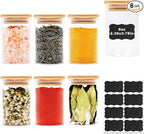6oz Glass Food Storage Jars, Glass Jars with Bamboo Lids, Kitchen Storage Jars, Set of 6, Canisters with Airtight Lids for Spice, Coffee, Cookie, Pantry Organizers