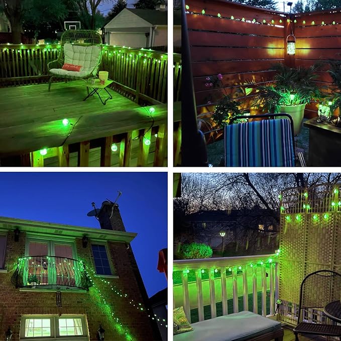 LORRYTE 2-Pack 100 LED Green Solar Christmas Lights Outdoor - 64FT Crystal Globe Waterproof Solar String Lights with 8 Lighting Modes for Christmas Decorations, Garden, Patio, Party, Porch
