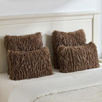 FUTEI Brown Decorative Throw Pillow Covers 16x16 Inch Set of 2,Soft Fluffy Faux Feather Texture Cushion Cases,Modern Home Luxury Decor for Couch Bed Living Room