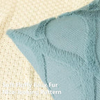 decorUhome Throw Pillow Covers 12x20 Inch Set of 2, Soft Plush Faux Fur Wool Lumbar Aqua Couch Pillow Covers, Decorative Neutral Pillow Cases for Bed Sofa Living Room Home Decor